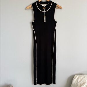 NWT Max Studio London Black and Cream Trim Midi Dress